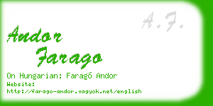 andor farago business card