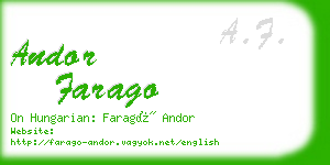 andor farago business card